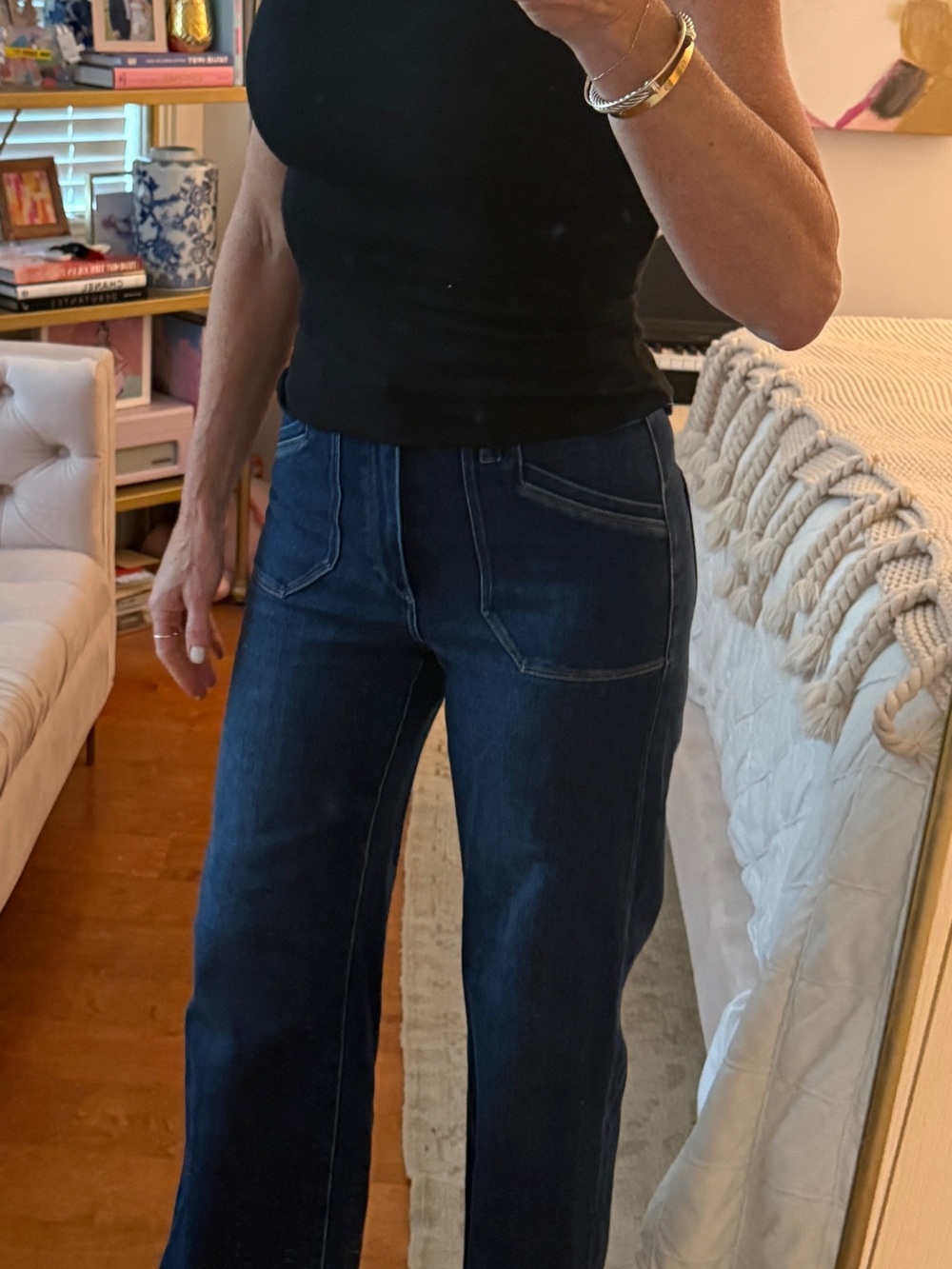 PAIGE Anessa 31” Wide-Leg Jean Welt utility pockets raw hem Live Forever Sz 26 - Picture 1 of 5